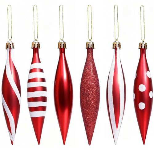 JJQHYC 6 Stück Weihnachtskugeln Rot Weihnachtsdeko Christbaumschmuck...