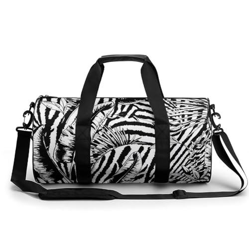 Sac de gym feuilles noires et blanches léger pour ne plus manquer d'espace en voyage