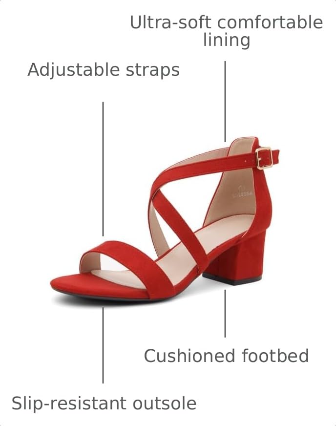 Image of Shoe Land SL-LESSA Women's Low Heels Open Toe Dress Heeled Sandals Cross Ankle Strap Chunky Block Short Heel Pumps Shoes for Office Prom Wedding Party
