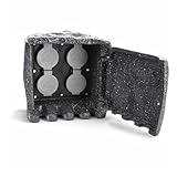 LED Universum - Gartensteckdose Steinoptik grau 3m Zuleitung 3680W max. Gesamtleistung aus witterungsfestem Kundstoff IP44 - Energiestation Energeistein Außensteckdose 20 x 20 x 20cm