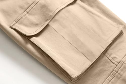 SHOOYING Boy's Cargo Pants Cotton Casual Elastic Joggers Trousers, 6-16 Years4