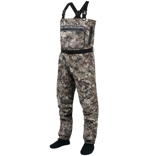 BASSDASH Men's Lightweight Breathable Chest Wader Black Camo Stockingfoot for Fly Fishing Hunting FW11