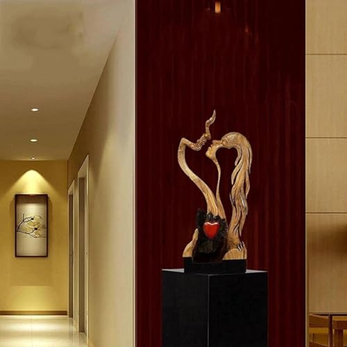 URPIZY Kissing Couple als Tischdeko mit Kerzenlichtbeleuchtung - Detailansicht von URPIZY Holz Liebespaar Skulptur Test �...