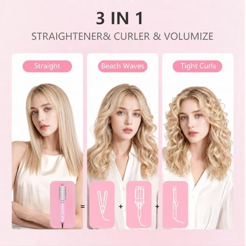 2PCS Cepillo térmico y plancha de vapor para cabello miniatura 7