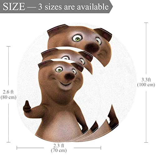 Tapis de salle de bain rond de 1m antidérapant avec motif ours