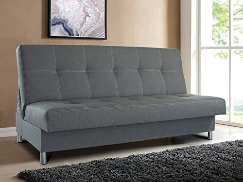 Schlafsofa Bella mit Schlaffunktion - 3 Sitzer Sofa, Couch mit Bettkasten, Bettsofa, Schlafsofa, Polstersofa, Couchgarnitur (Graphit (Inari 94)) – Bild 3