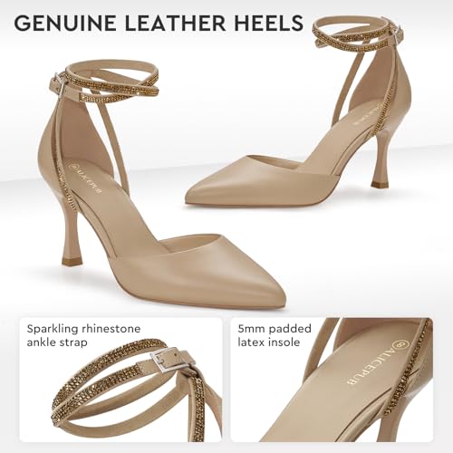 ALICEPUB Women's Slingback Kitten Heels - Closed Pointed Toe Low Heels Comfortable Dress Shoes for Wedding, Bridal, Business, Office, Work, Casual Pumps2