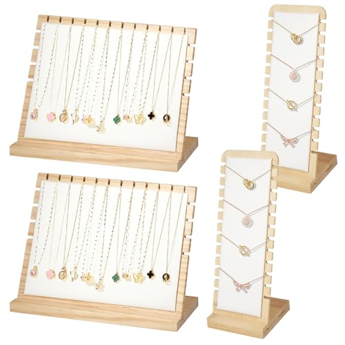 YEXEXINM 4pcs Jewelry/Necklace Display Stands, Wood Pendant Necklace Holder Necklace Display Storage Jewelry Display Rack Organizer, Tabletop Display Boards for Home or Shop Sell Show