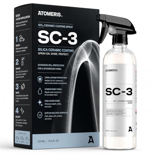 ATOMERIS™ SC-3 Ceramic Spray Coating for Cars - 16.9 fl oz - High Gloss Hydrophobic Paint Sealant & Ceramic Coating Spray - Professional Car Wax Protection