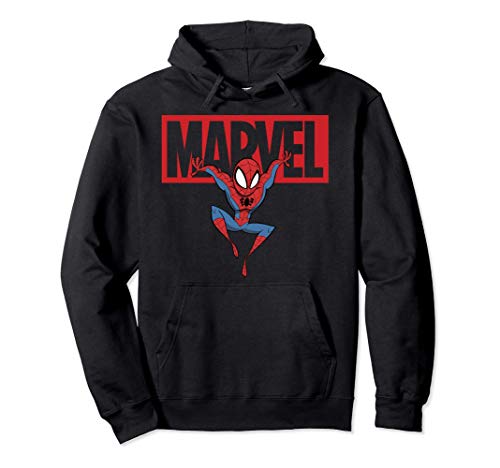 Marvel Spider-Man Chibi Action Pose Logo Outline Felpa con Cappuccio