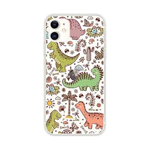 Blingy's for iPhone 11 Case (6.1 inch), Funny Dinosaur Pattern Cute Cartoon Animal Style Transparent Soft TPU Protective Clear Case Compatible for iPhone 11 6.1" (Cartoon Dinosaur) Cover