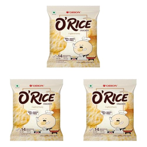 Image of ORION Rice Cracker O'Rice Cracker |Premium Baked Korean Snack, Packof 1 (151.2g) |Weekly snack pack | Healthy RiceCakes (Pack of 3)