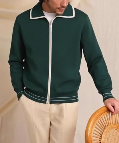 Men's Lightweight Cardigan Sweaters Slim Fit Full Zip Up Lapel Casual Solid Color Knitted Cardigans Sweater2