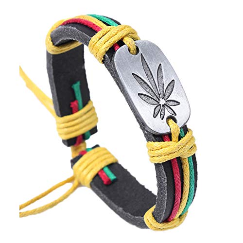 Art Attack Weed 420 Marijuana Cbd Thc Pot Leaf Rastafarian Jamaica Hip Hop Rap Adjustable Bracelet #TOP4