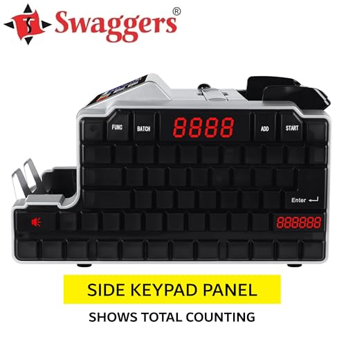 Image of swaggers Mix Note Value Counting Machine with Fake Note Detection Best for Banks, Offices, Hotels, Hospitals, Schools, Colleges, Retails Shops, Jewellery Shops etc.