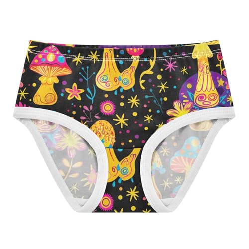 Toddler Briefs, Cute Mushroom Black Cotton Underwear Girls, 2–8 Years