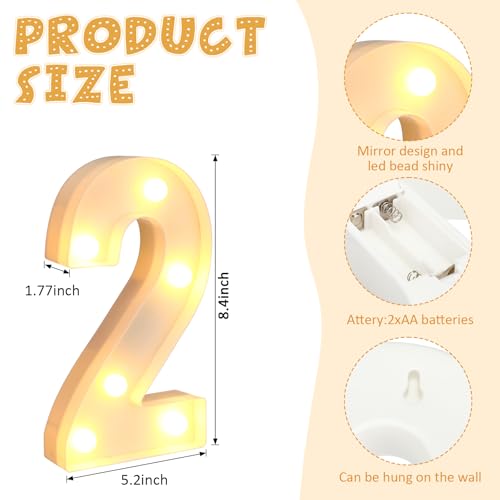 Coume LED Light up Number 2025, Graduation Decorative Number LED Marquee Sign Battery Operated for Night Light Wedding Birthday Party(White)