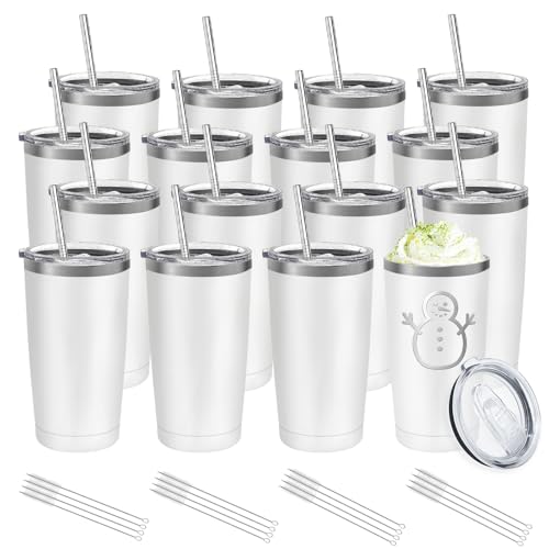 YOUKE OLA 16oz Tumbler Bulk (16-Pack, Powder Coated White)
