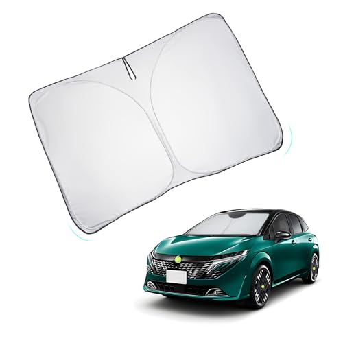 HUAHAO 新型 日産オーラ 専用サンシェード 車 フロント オーラ シェード UVカット 日よけ 車中泊 車用サンシェード フロントガラスサンシェード ノートオーラ アクセサリー 遮光 断熱 シート 吸盤不要 カスタム パーツ