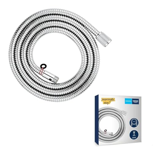GROHE Vitalioflex, Duschschlauch aus Metall 2,00m (flexibler knickfester Brauseschlauch für die Dusche, druckbeständig, universaler Anschluss, keine Dichtungsringe notwendig), chrom, 22116000