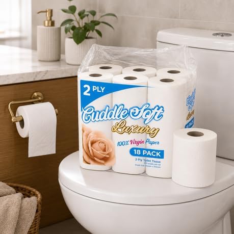 Luxury 2 Ply Toilet Tissue - 18 Pack | 100% Virgin Paper