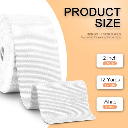 Image of CooBigo 12 Yards Webbing 1 inch & 1.5 inch & 2 inch Polypropylene Webbing Strap 1 Inch 1.5 Inch 2 Inch Wide Webbing Strapping for Bags /Lawn Chair /Pool Solar Cover DIY Crafting