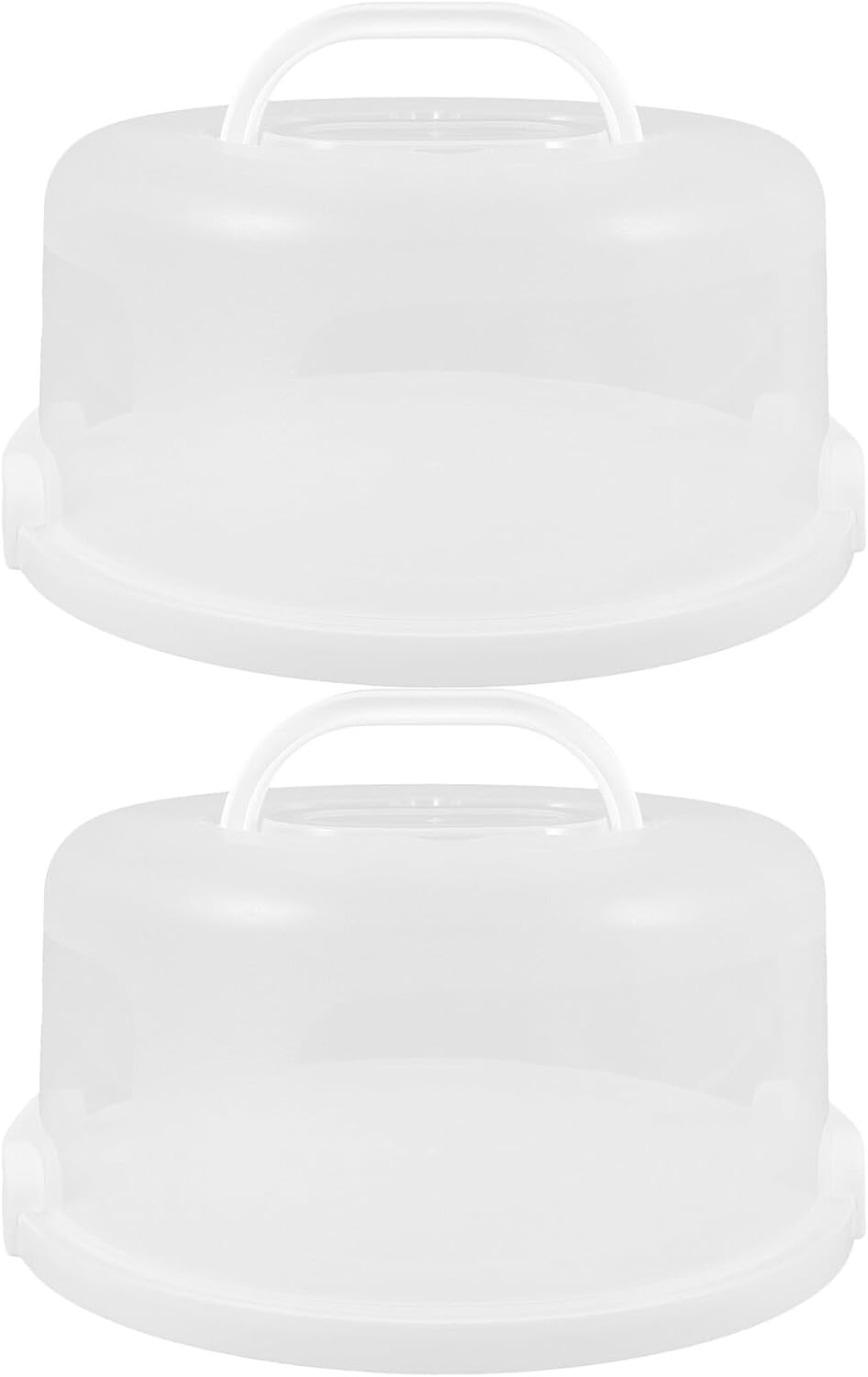 LALAFINA 2pcs 10-inch Portable Cake Carrier with Handle and Lid, Reusable Airtight round Cake Boxes for Travel, Parties, and Dessert Storage
