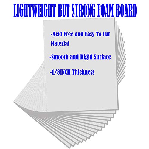 24Pack Foam Boards,11”x15” Foam Core Backing Boards Poster Board, 1/8” Thickness Mat Board Polystyrene Foam Sheet, White Foam Centered Signboard for Presentations, School, Office & Art Projects