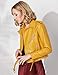 Jhichic Women's Faux Leather Textured Short Moto Jacket Zip-up Slim PU Biker Coat with Pockets (Yellow, S)