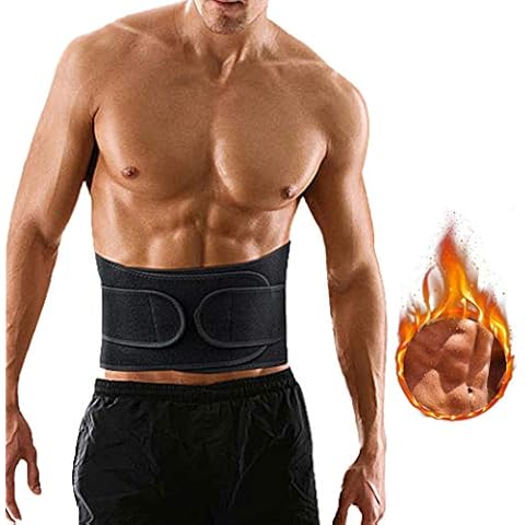 FEimaX Waist Trainer Trimmer Belt for Men Women, Core Sweat Belt for Weight Loss & Body Shaper, Adjustable Slimming Belt with Sauna Effect for Fitness Gym Workout, Black Cover