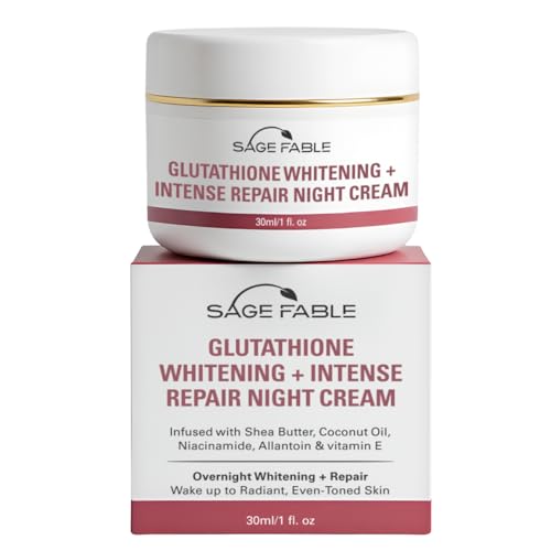 Image of Glutathione Whitening + Intense Repair Night Cream | Overnight Radiance With Niacinamide, Vitamin E, Shea Butter, Allantoin & Coconut Oil (30 ml)| For Men and Women.