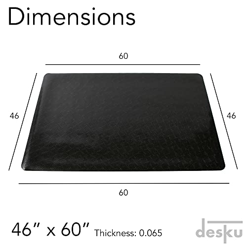 Image of Office Desk Chair Mat - PVC Mat for Hard Floor Protection, Black, 46 Inches x 60 Inches, Made in The USA, Home Office Supplies, Made in The USA
