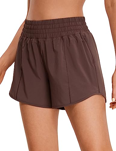 CRZ YOGA Shorts Femininos de Corrida com Forro de Cintura Alta, Shorts de Treino Atlético Leve com B