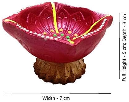 Frienemy Presents Earthen Clay Diya for Diwali Puja, Traditional Handmade Designer Large Diyas/Oil Lamps for Festival & Home Decoration, Multicolour (Set of 10) #Frienemy-775