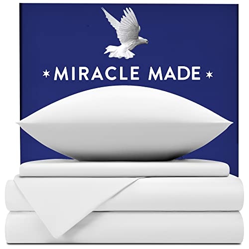 Best Quality 🔥 Miracle Made Extra Luxe Bed Sheets Set (White, Queen) 100% USA-Grown Supima Cotton Sheets, 4 Piece Bed Sheet Set Infused with Natural Silver, 500 Thread Count, Ultra-Breathable, Extra Soft Bedding