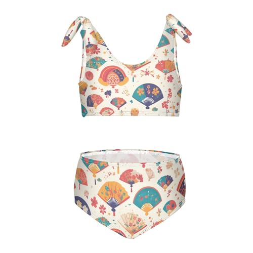 KLL Hand Drawn Cute Japanese Fans Girl Two Piece Bikini Sets Beach Swimsuit Swimming Suits Cute Shoulder Strap
