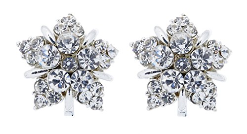 Clip en los pendientes - plata chapada estrella de metal con cristales claros - Hattie por Bello London