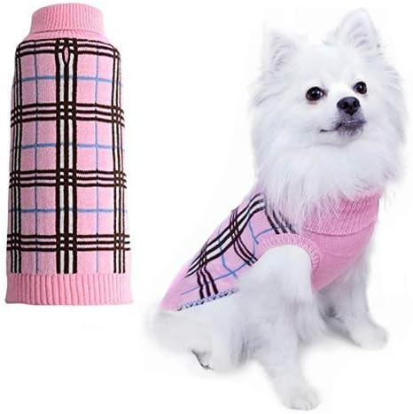 Dog Sweater Plaid Winter Clothes for Dogs Puppy Boys Girls