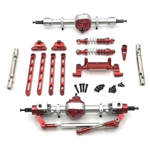 DAIKONRICH RC Car Parts Metal Upgrade Front and Rear Assemblies Set Fit for MN1/12 MN168 for MN82 LC79 MN78 Remote Control Car Accessories(Red)