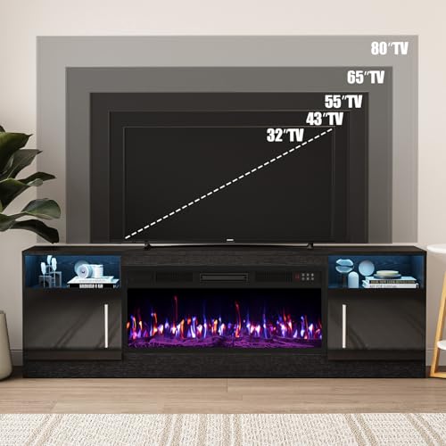 VITESSE 70”Fireplace TV Stand,Modern Entertainment Center Heating Fireplace - Image 3