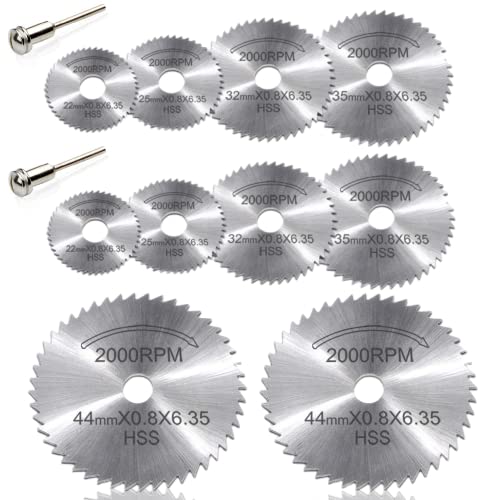 Dremel Cutting Discs for Rotary Tool, 10pcs Diamond Cutting Wheels HSS Disc Drill Blades, Mini Circular Saw Blades for Wood Plastic Metal Cutting