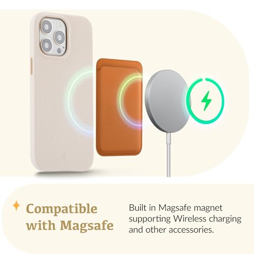 Luner - for iPhone 15 Pro Max - Premium Vegan Leather Phone Case [Compatible with Magsafe] - Elegant, Style and Eco-Friendly - Cream by Luner - Used condition - Image 3