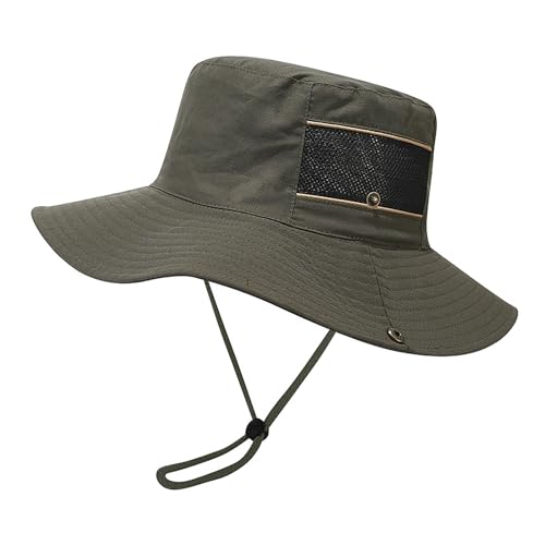 Men's Fisherman Sun Hat Cap UPF 50+ Foldable Wide Brim Ventilating Bucket Hat Hiking Camping Fishing Hat Summer Unisex, Green