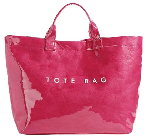 Image of Caistre Women's PVC Tote Handbags Shoulder Bag Winter Fall Fashion Kraft Paper Tote Bag Y2K Large Shopping Bag