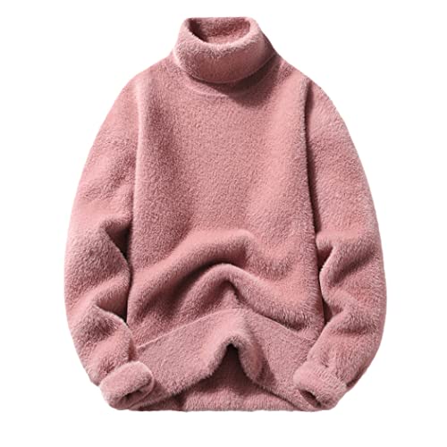 Pull d'hiver épais rose pour homme en taille S de couleur unie