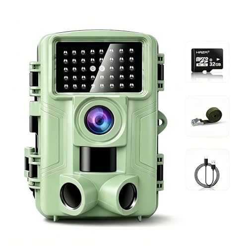 HAZA Wildkamera 4K HD Wildtierkamera mit 32G Sd Karte mit Bewegungsmelder nachtsichtkamera Outdoor...