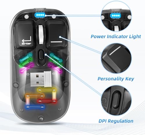 Image of ETZIN Wireless Mouse Tri-Mode 2.4GHz /BT5.0 /BT5.0Bluetooth Silent Rechargeable Mouse with USB Receiver and Type-C Adapter Mouse for Laptop,PC,MacBook,Chromebook,iPad,Tablet EPL-1276KM (Black)