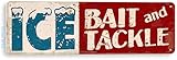 Tinworld Tin Sign: Ice Bait Tackle Rustic Fish Fishing Marina Shop Metal Decor Lake Beach House Cabin D088