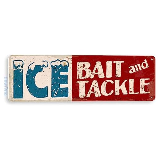 Tinworld Ice Bait Tackle Rustic Fish Fishing Marina Shop Metal Sign Decor Lake Beach House Cabin D088