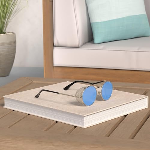 Image of RONSOU Steampunk Style Round Vintage Polarized Sunglasses Retro Eyewear UV400 Protection Matel Frame